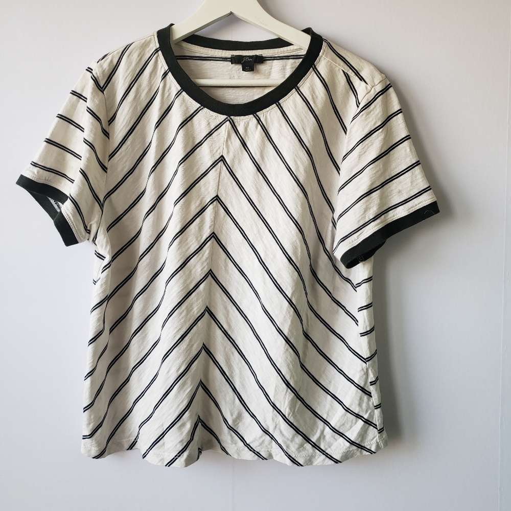 J crew short sleeve stripped shirt size XL